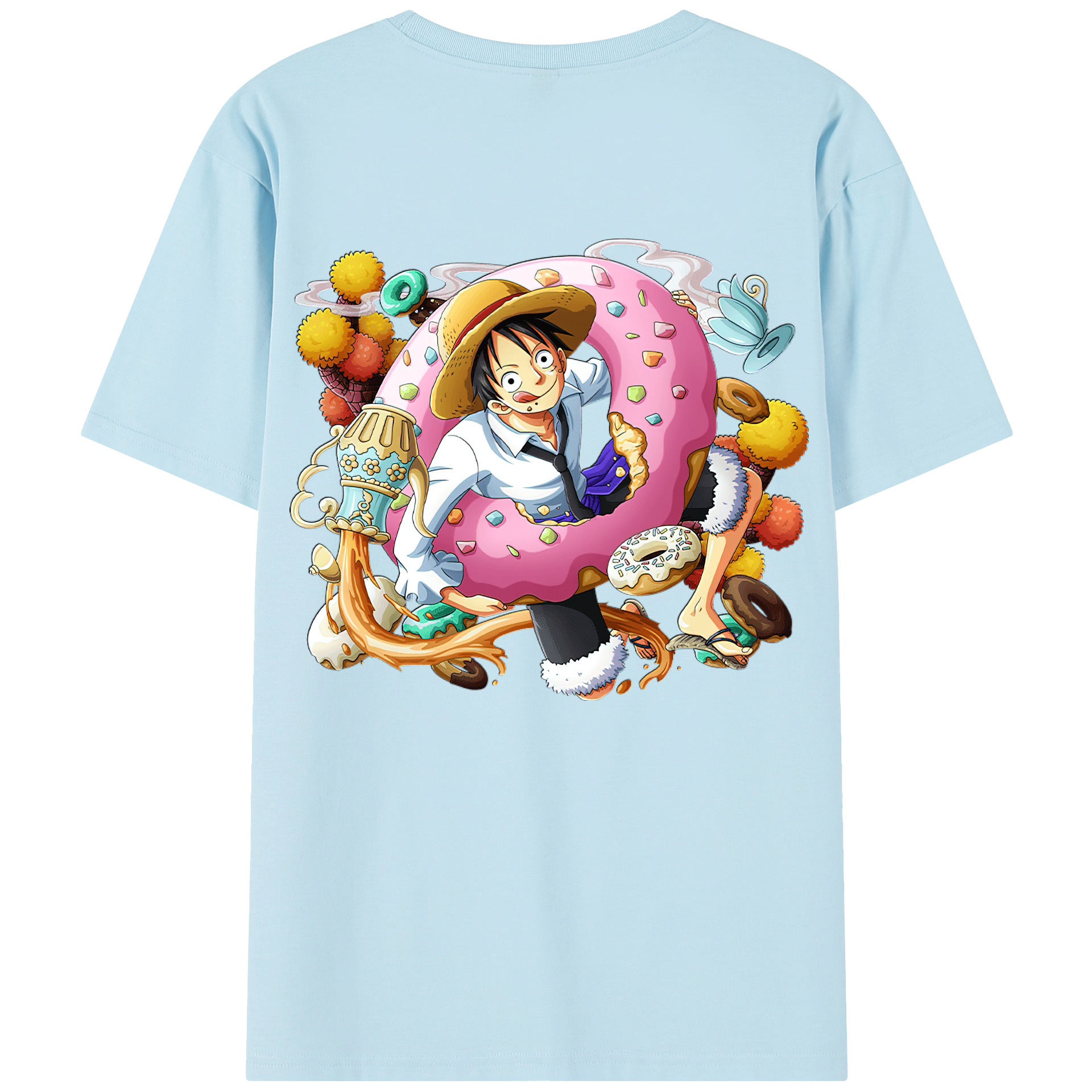 ワンピース モンキー・D・ルフィ ONE PIECE Monkey D. Luffy 綿100％半袖Tシャツ（背面プリント）